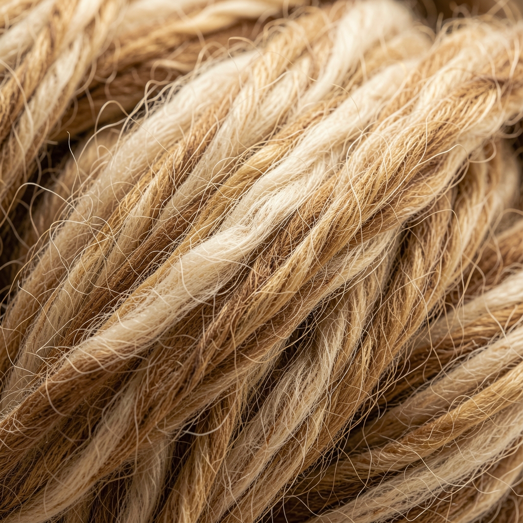 Primer plano de fibras de lana merino y algodón peinado mostrando su textura natural